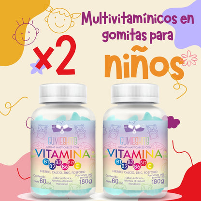 x2 Multivitamínicos en gomitas para niños